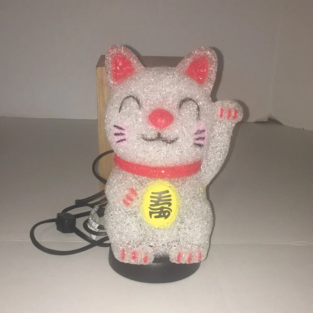 CHINEESE RESTAURANT HAPPY CAT NOVELTY LAMP PLUG IN WITH ON OFF SWITCH